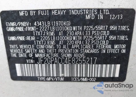 2014 Subaru Xv Crosstrek 2.0 Premium from USA, damaged, VIN JF2GPACC4E8255217